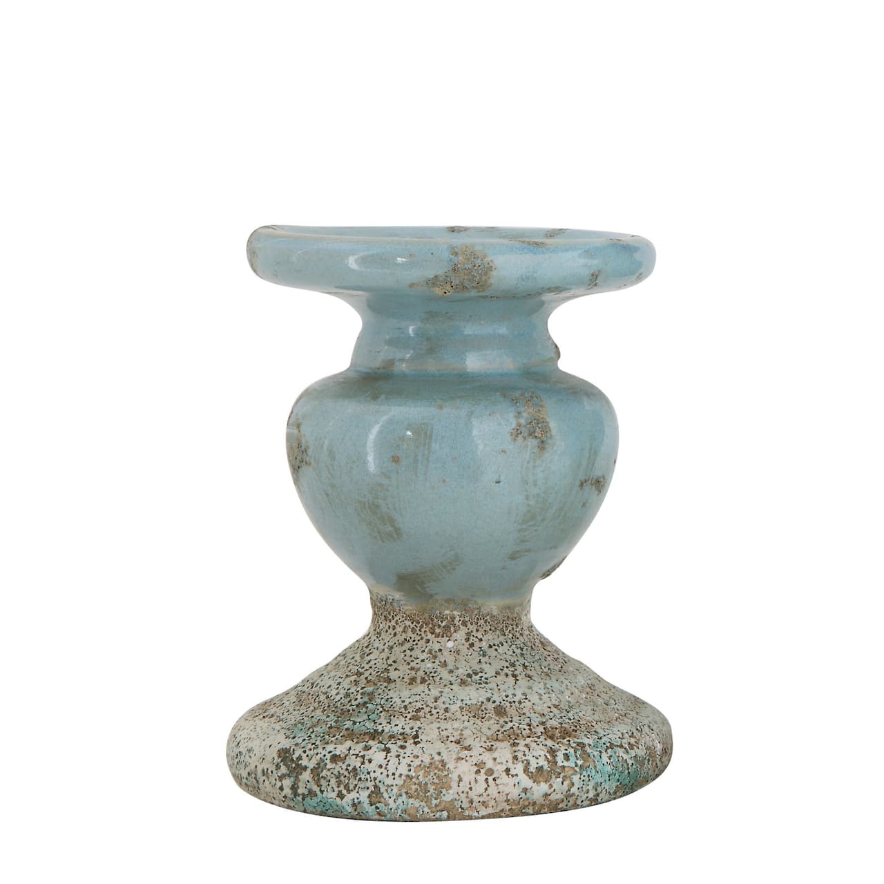 Hello Honey® 5" Distressed Blue Terracotta Pillar Candleholder
